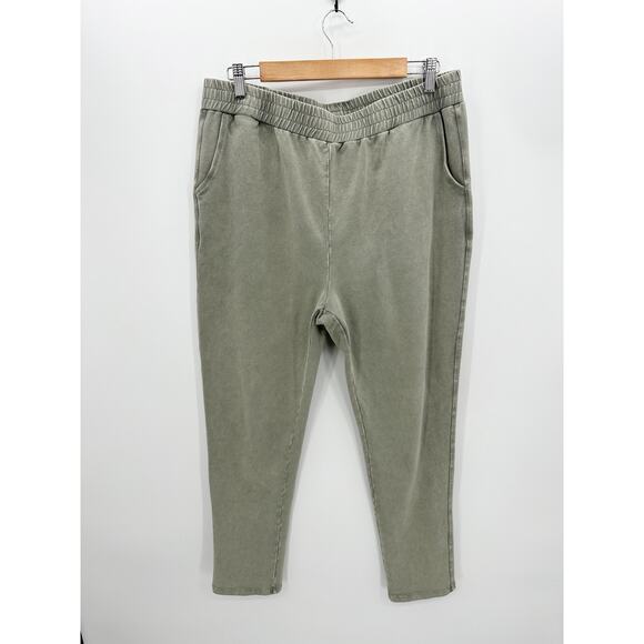 Neon Buddha Olive Green Pull on Sweatpants Stretch Waist Women XL Casual Lounge - Picture 1 of 7
